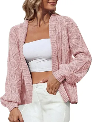 Womens Cable Knit Chunky Outwear Coats Long Sleeve Open Front Cardigans 2023 Fall Winter Open Front Cardigan Sweaters