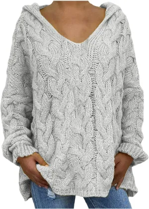 Womens Cable Knit Sweaters V Neck Pullover Tops Batwing Long Sleeve Casual Sweater Blouse Knit Shirts 2023 Cute Jumper