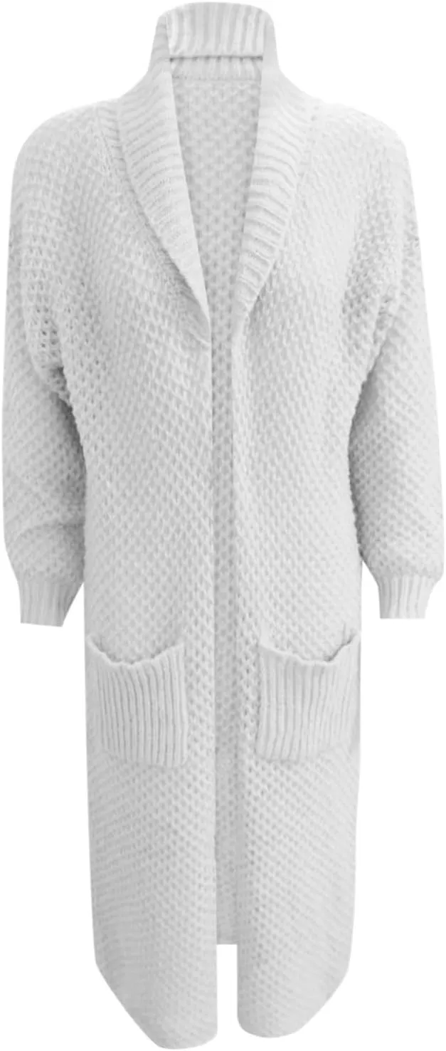 Women's Cardigan Long Sleeve Chunky Knit Sweater With Embroidered High Waisted Oversized Fit Soft Elegant Loose Tops