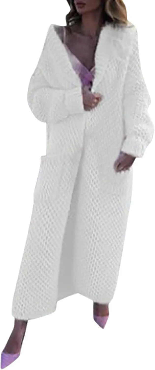 Women's Cardigan Long Sleeve Chunky Knit Sweater With Embroidered High Waisted Oversized Fit Soft Elegant Loose Tops