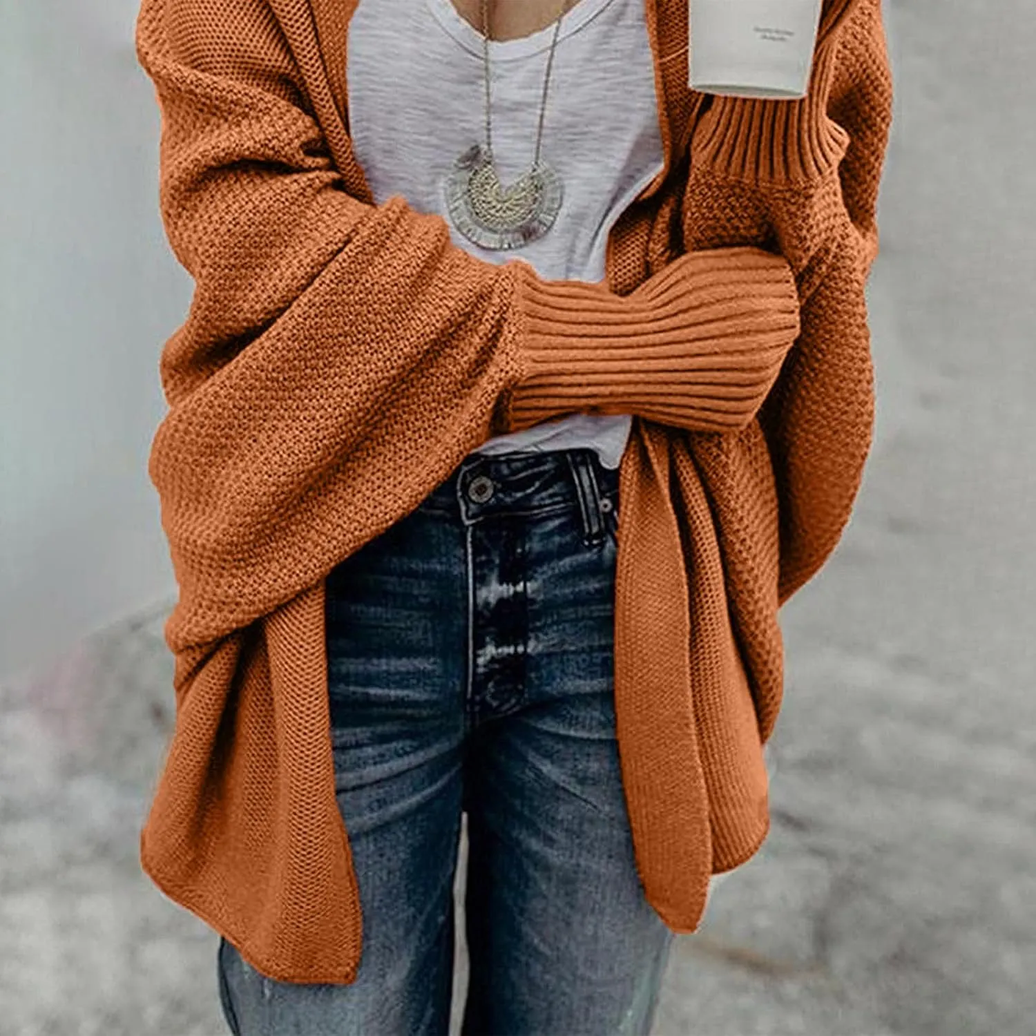 Womens Cardigan Sweaters Oversized Knit Batwing Long Sleeve Cardigan Open Front Lightweight Jacket Soft Outwear Coat