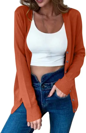 Women's Cardigan Sweaters Oversized Long Sleeve Lightweight Cardigan Crochet Knit Button Down Cardigan