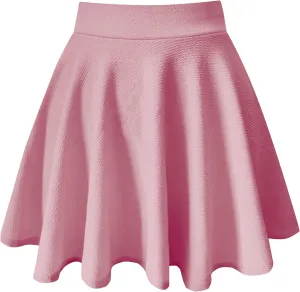 Women's Casual Basic Skirts Mini Flared Skater Stretchy A-Line Party Skirts with Shorts