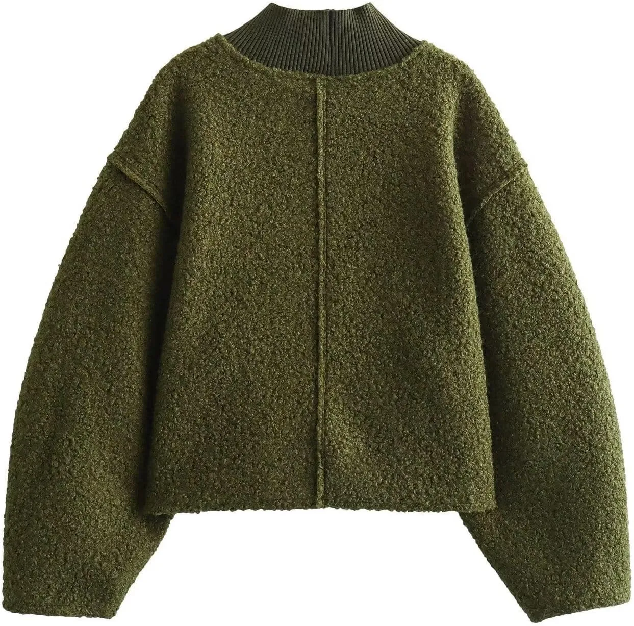 Women's Casual Fleece Sweatshirts Turtleneck Reverse Seam Pullover Crop Tops Fall Winter Fuzzy Wool Coat