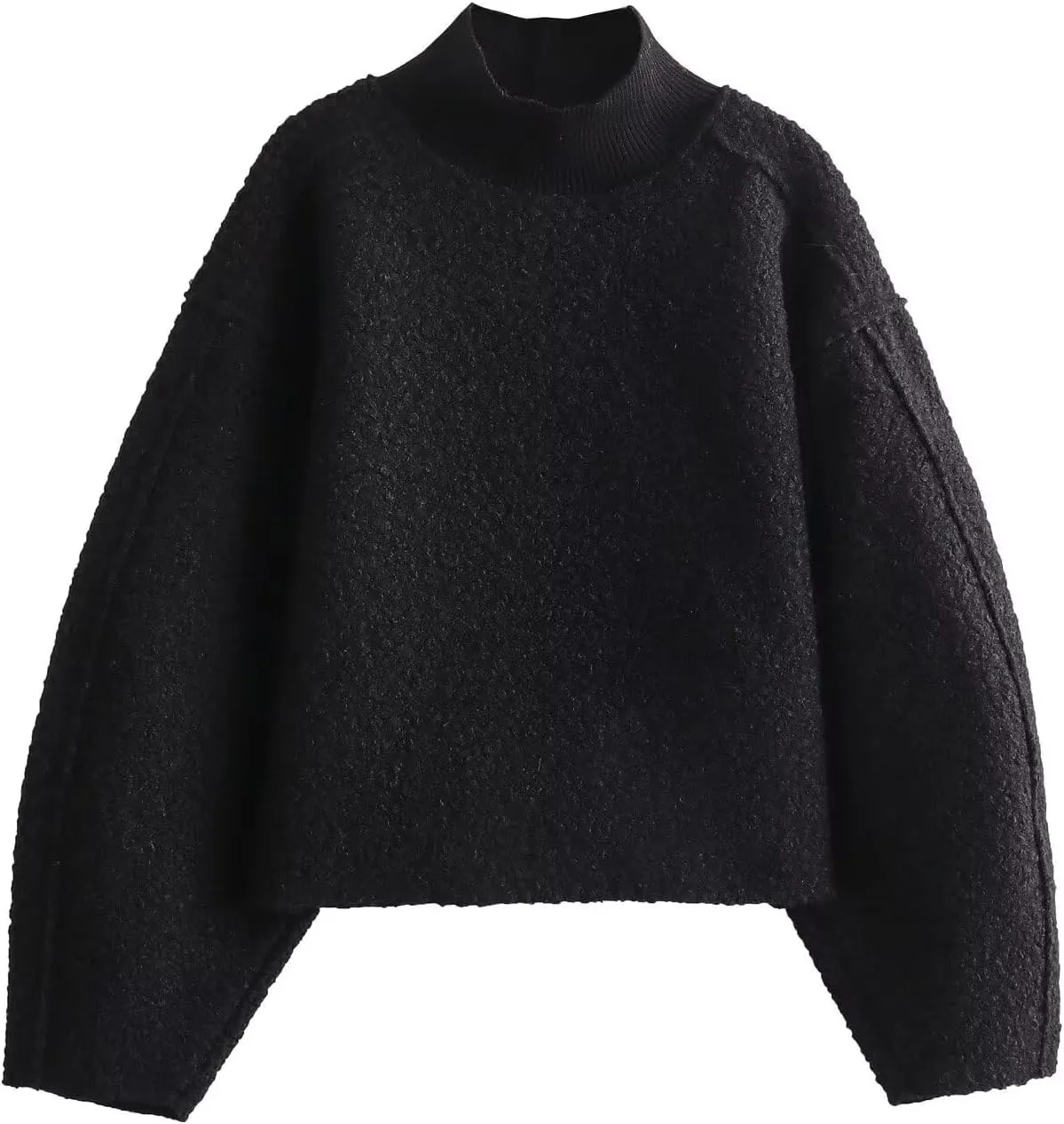 Women's Casual Fleece Sweatshirts Turtleneck Reverse Seam Pullover Crop Tops Fall Winter Fuzzy Wool Coat