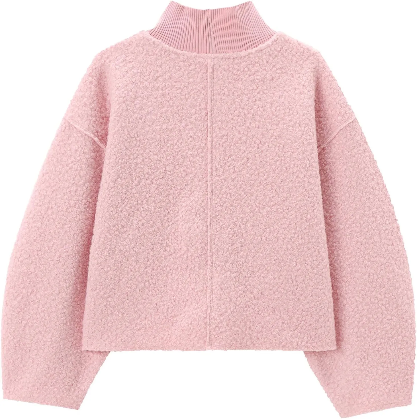 Women's Casual Fleece Sweatshirts Turtleneck Reverse Seam Pullover Crop Tops Fall Winter Fuzzy Wool Coat