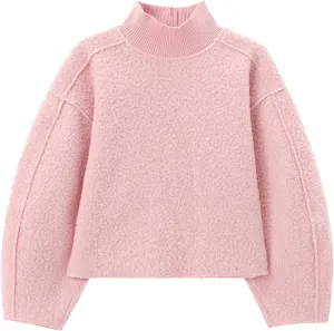 Women's Casual Fleece Sweatshirts Turtleneck Reverse Seam Pullover Crop Tops Fall Winter Fuzzy Wool Coat