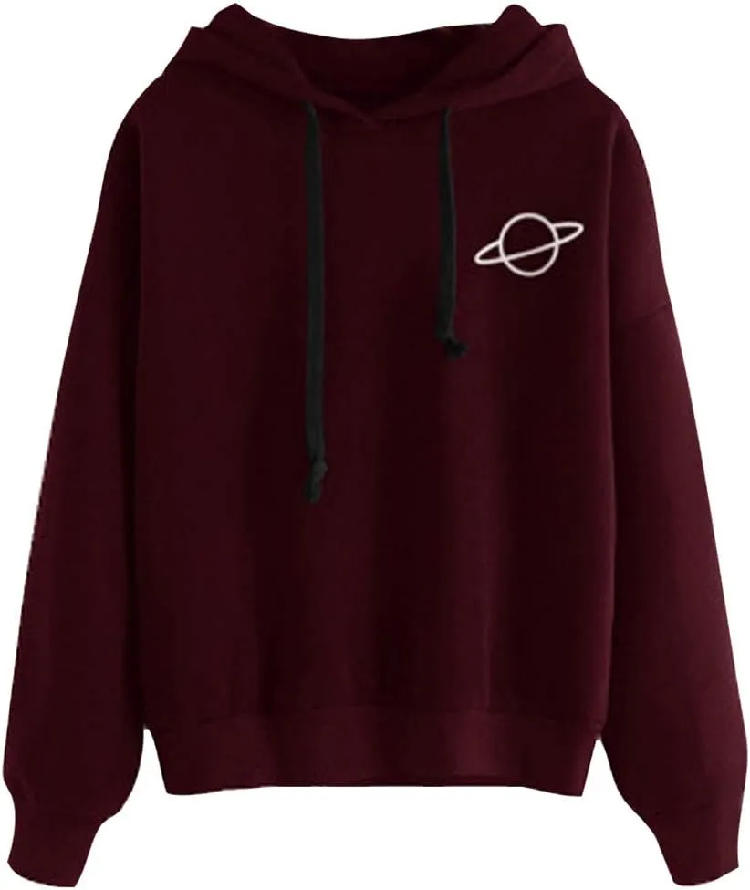Women's Casual Long Sleeve Hoodies Sweatshirts Drawstring Pullover Tunic Tops With Pockets Loose Fit Blouses Tops