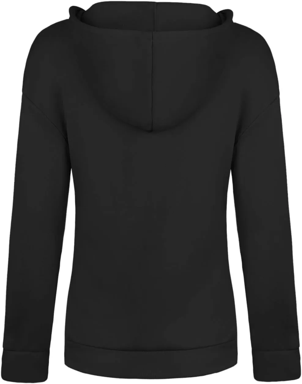 Women's Casual V-Neck Oversized Sweatshirt 2024 Fall Drawstring Loose Solid Long Sleeve Pullover with Pockets