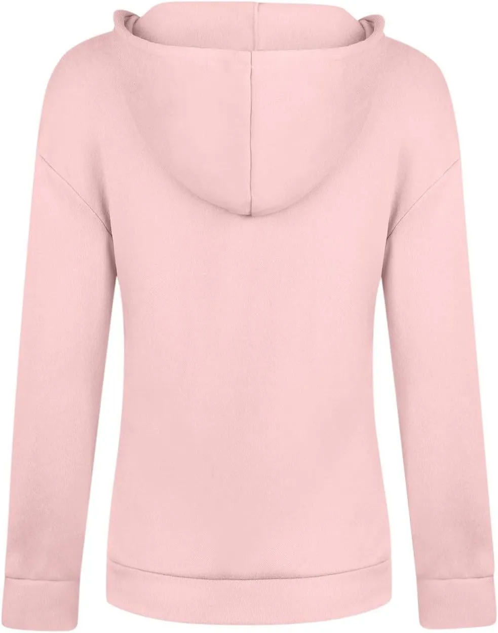Women's Casual V-Neck Oversized Sweatshirt 2024 Fall Drawstring Loose Solid Long Sleeve Pullover with Pockets