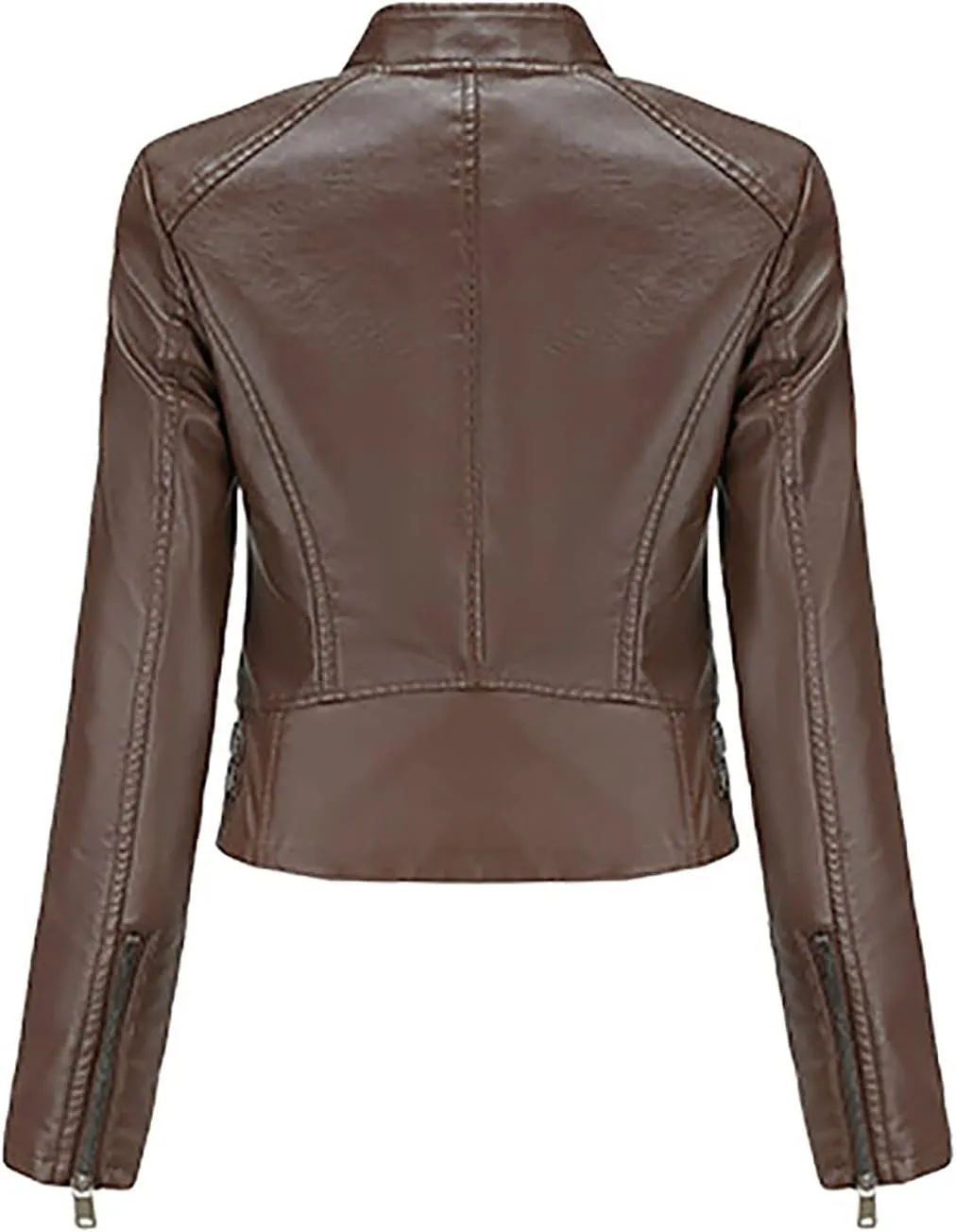 Womens Classic Leather Jackets Long Sleeve Zip Up Jackets Plus Size Moto Biker Fashion Casual Faux Leather Jackets