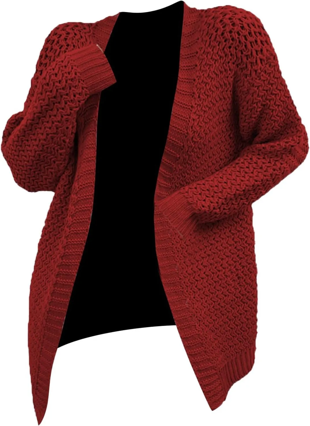 Womens Classic Long Sleeve Knit Cardigan Sweaters Casual Open Front Cardigan Cable Knit Chunky Outwear Lightweight Coats