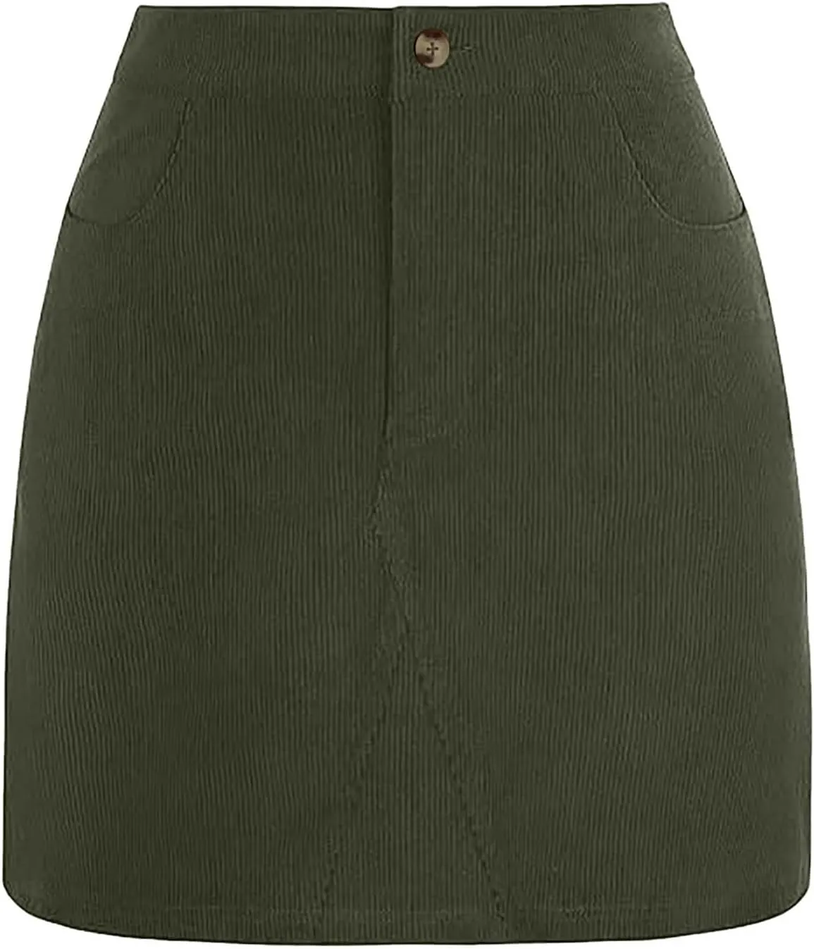 Women's Corduroy Mini Skirt with Pockets Casual High Waisted Button Slim Fit Skirts A-line Bodycon Short Pencil Skirts