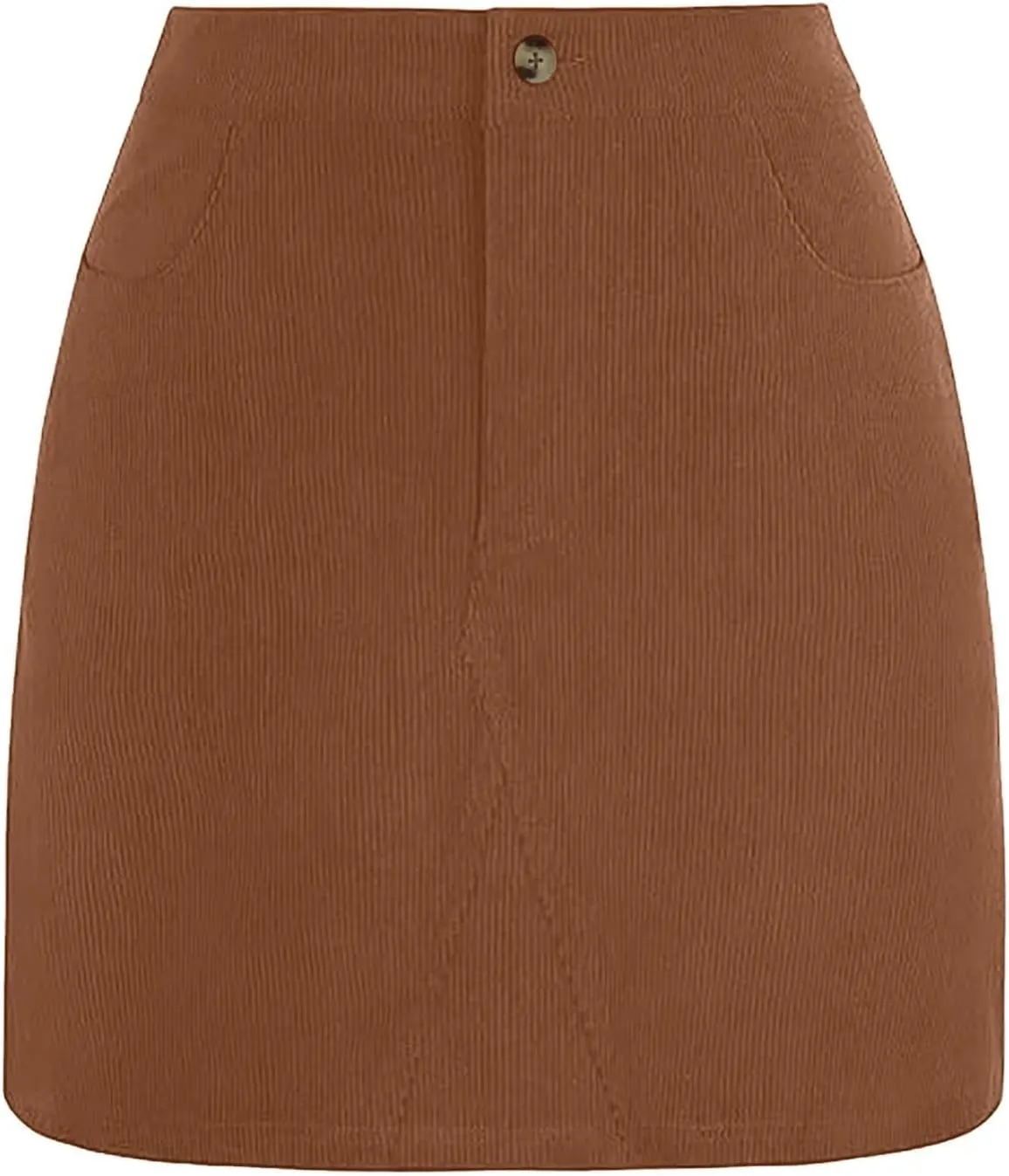 Women's Corduroy Mini Skirt with Pockets Casual High Waisted Button Slim Fit Skirts A-line Bodycon Short Pencil Skirts