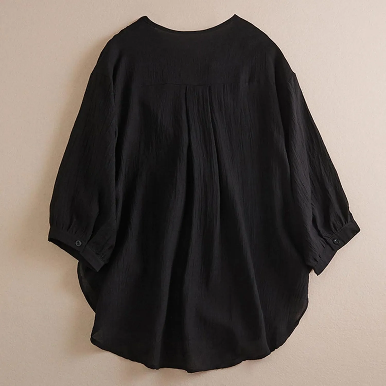 Women's Cotton Linen Embroidered Blouse Summer Floral Lace V-Neck Tunic Top Vintage Boho Short Sleeve Hi-Low Hem Shirts