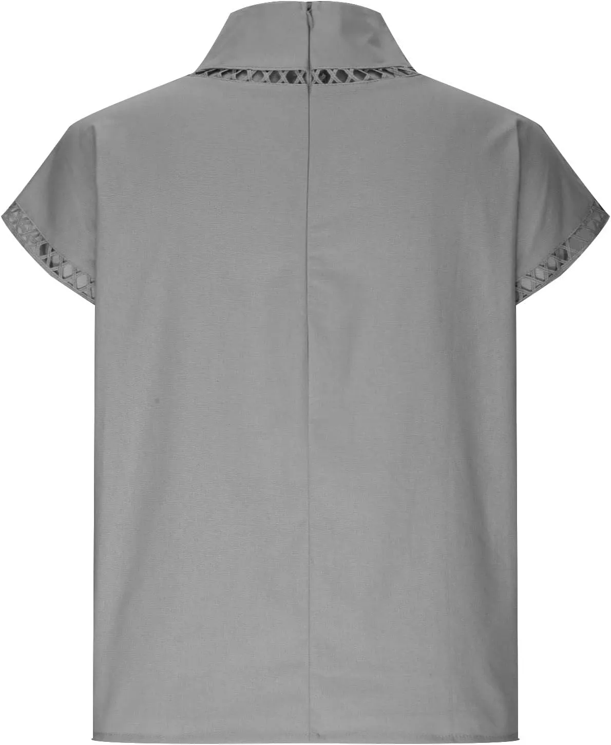 Womens Cotton Linen Tops Temperament Flying Sleeve Shirts High Round Neck Basic Summer Loose Fit Blouse Tees T-Shirt
