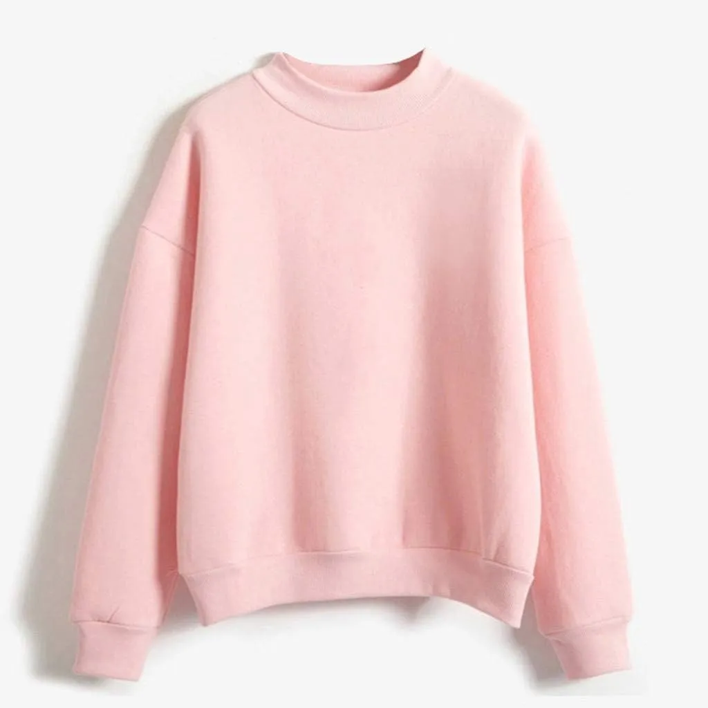 Womens Crewneck Sweatshirts Casual Trendy Solid Cute Tunic Plus Size Oversized Pullover Sweaters Long Sleeve T Shirt