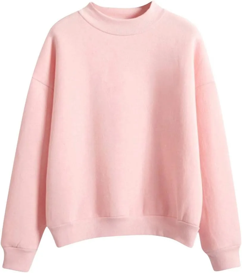Womens Crewneck Sweatshirts Casual Trendy Solid Cute Tunic Plus Size Oversized Pullover Sweaters Long Sleeve T Shirt