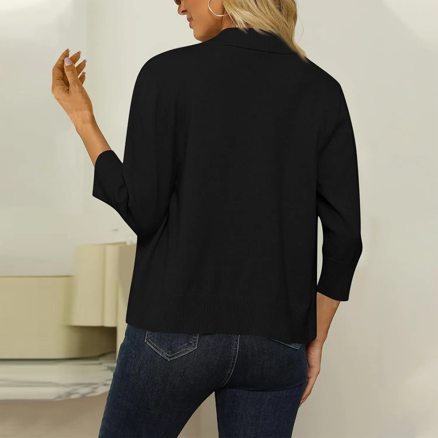 Womens Cropped Cardigan Sweaters Dressy Casual 2024 Fall Lightweight Open Front Coat Tops Chunky Knit Bolero Shrugs