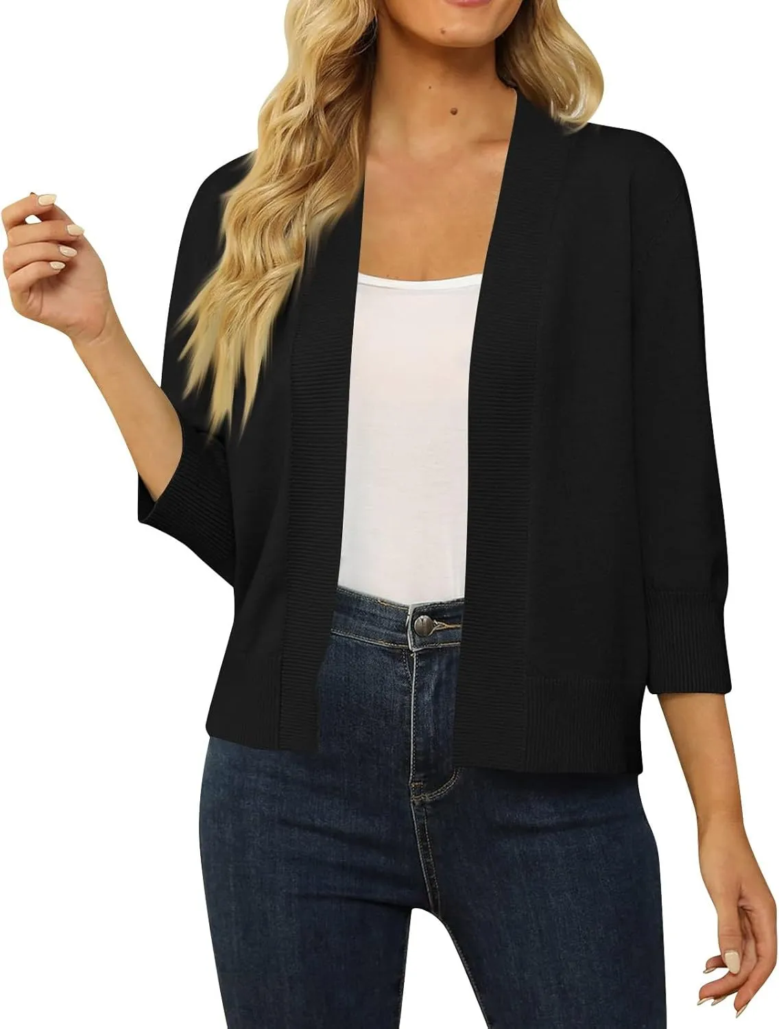 Womens Cropped Cardigan Sweaters Dressy Casual 2024 Fall Lightweight Open Front Coat Tops Chunky Knit Bolero Shrugs