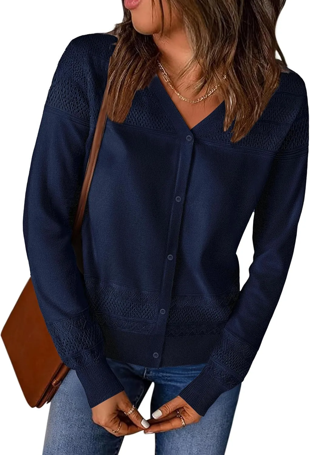 Women's Cropped Cardigan Sweaters Long Sleeve V-Neck Button Down Lightweight Sweaters