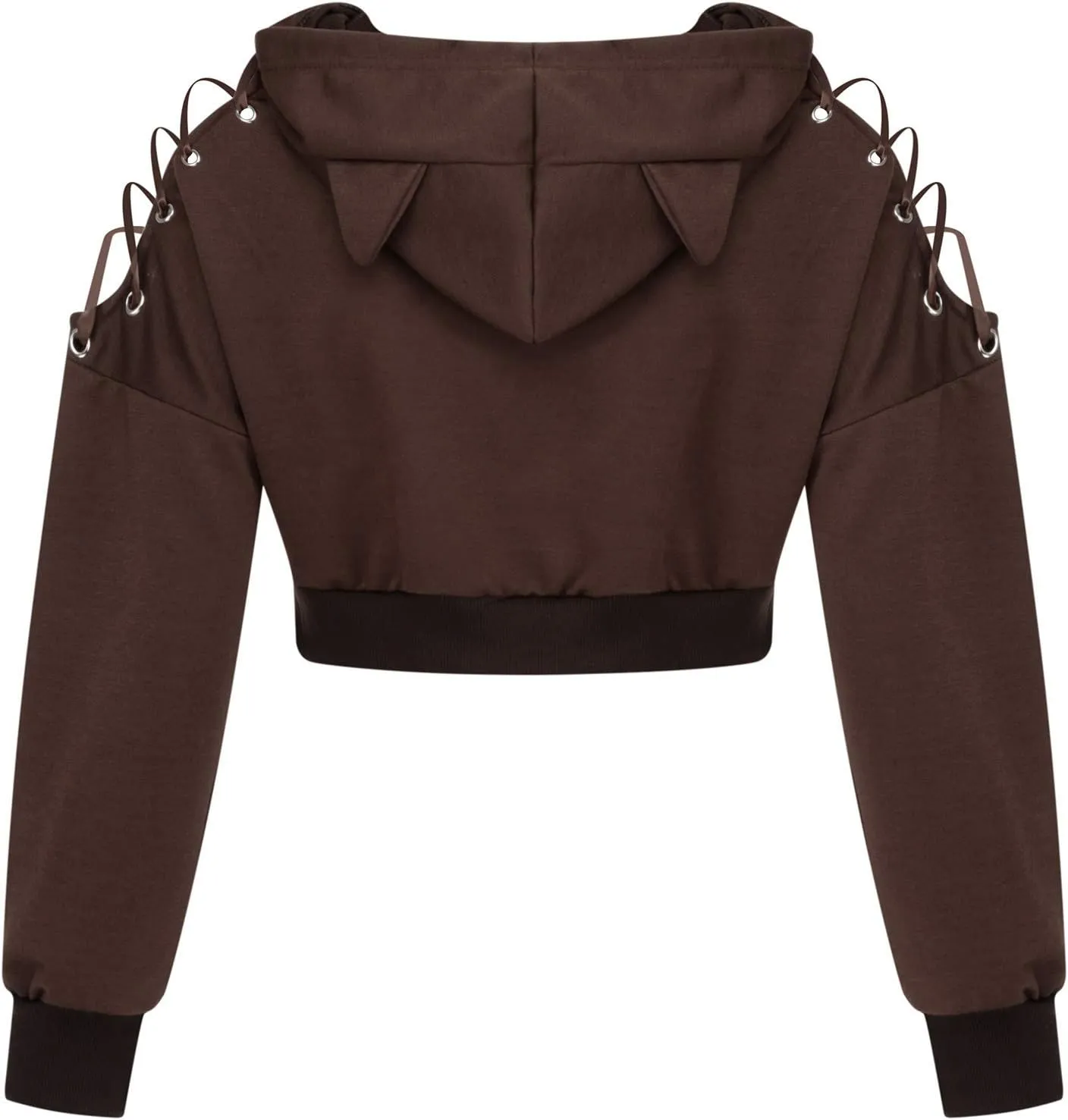 Women's Cute Ear Hoodies Sweatshirts Dark Gothic Clothes Sexy Bandage Crop Hooded Pullover Long Sleeve Hoodie Sweater