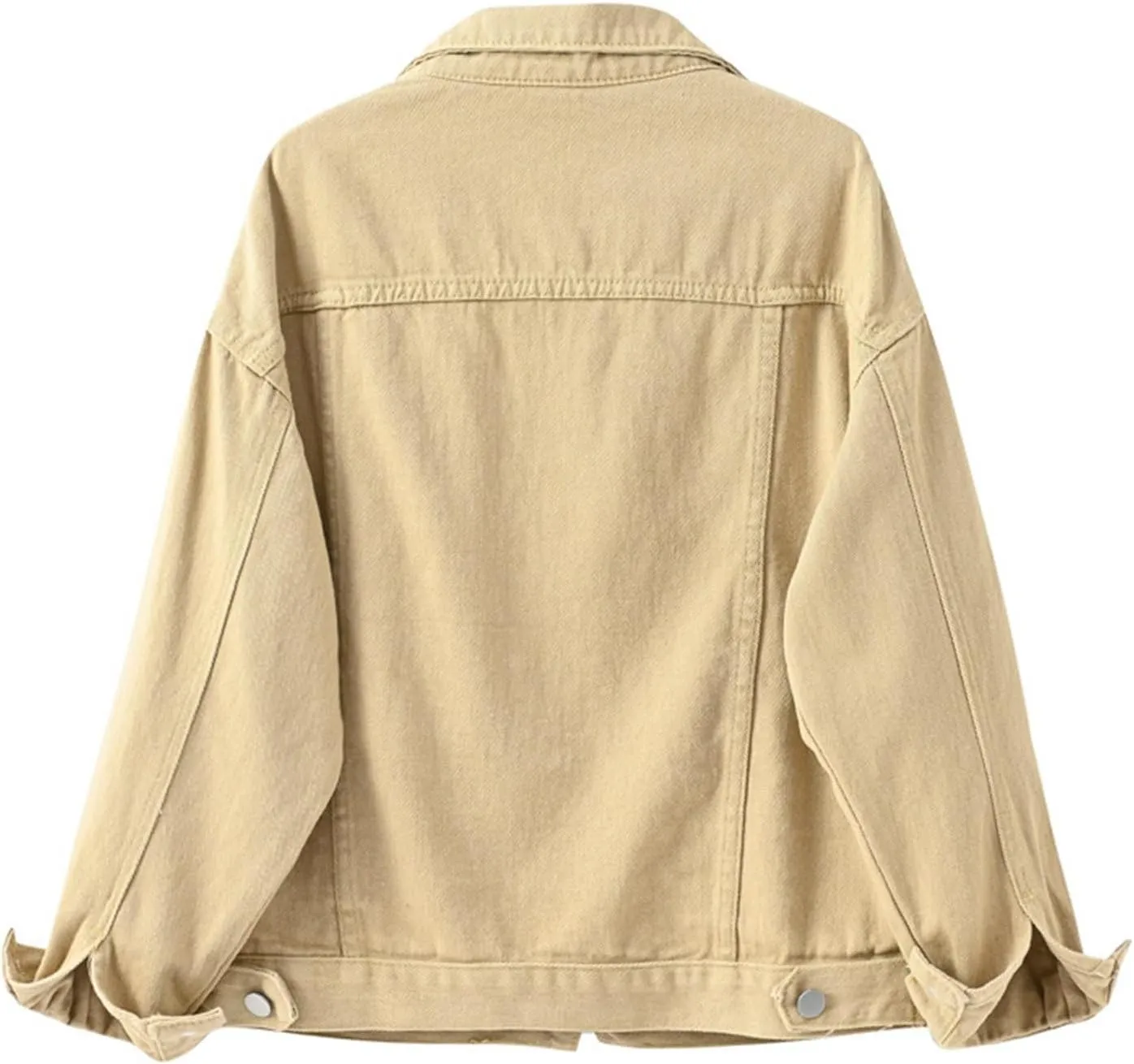 Women's Denim Jacket Button Down Fashion Casual Denim Jacket Stretchy Long Sleeve Jean Jackets with Pockets