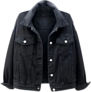 Women's Denim Jacket Button Down Fashion Casual Denim Jacket Stretchy Long Sleeve Jean Jackets with Pockets