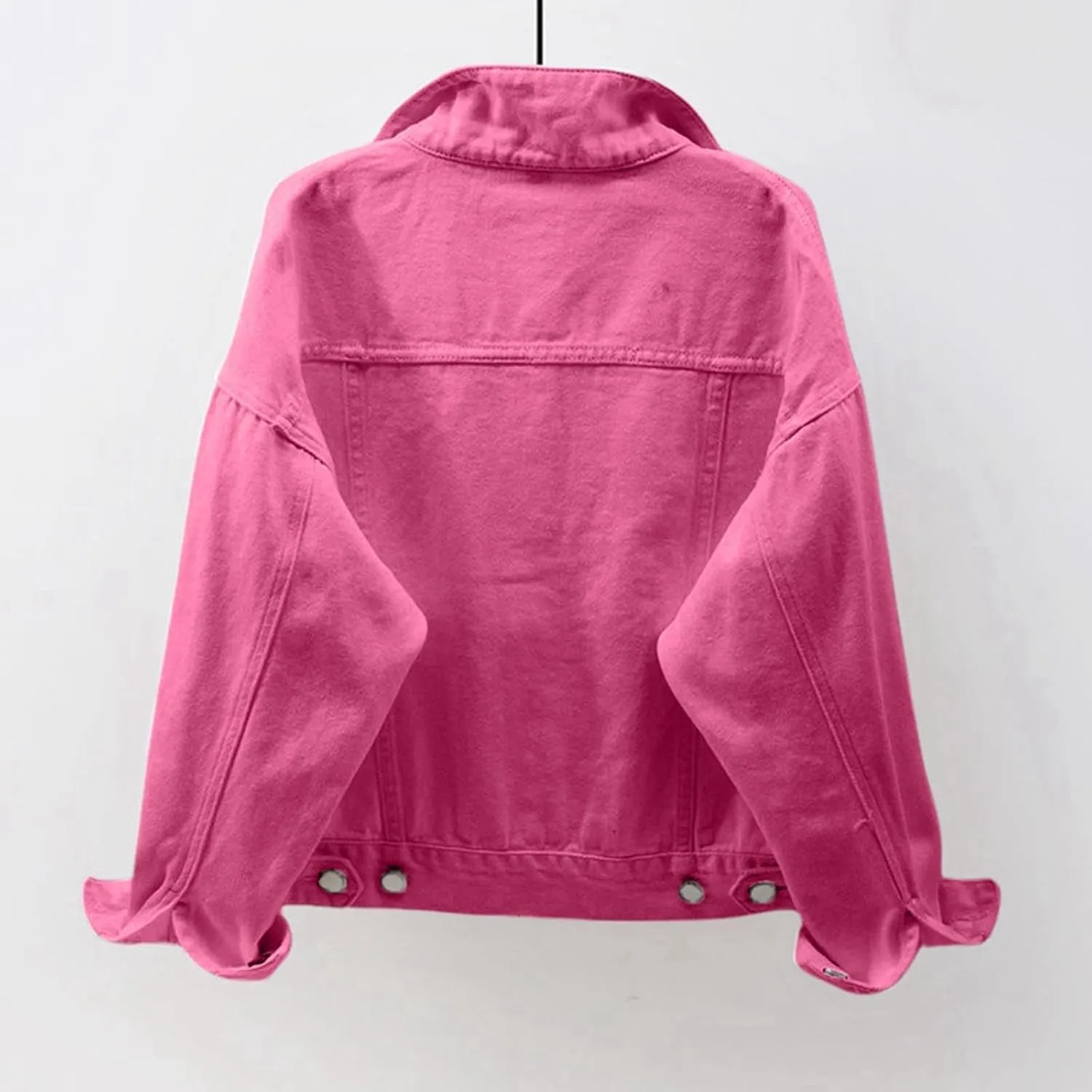 Women's Denim Jacket Button Down Fashion Casual Denim Jacket Stretchy Long Sleeve Jean Jackets with Pockets