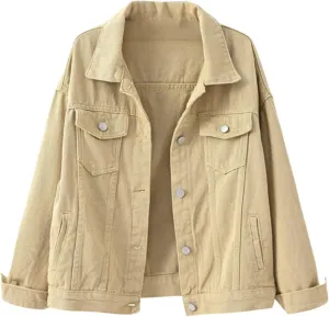 Women's Denim Jacket Button Down Fashion Casual Denim Jacket Stretchy Long Sleeve Jean Jackets with Pockets