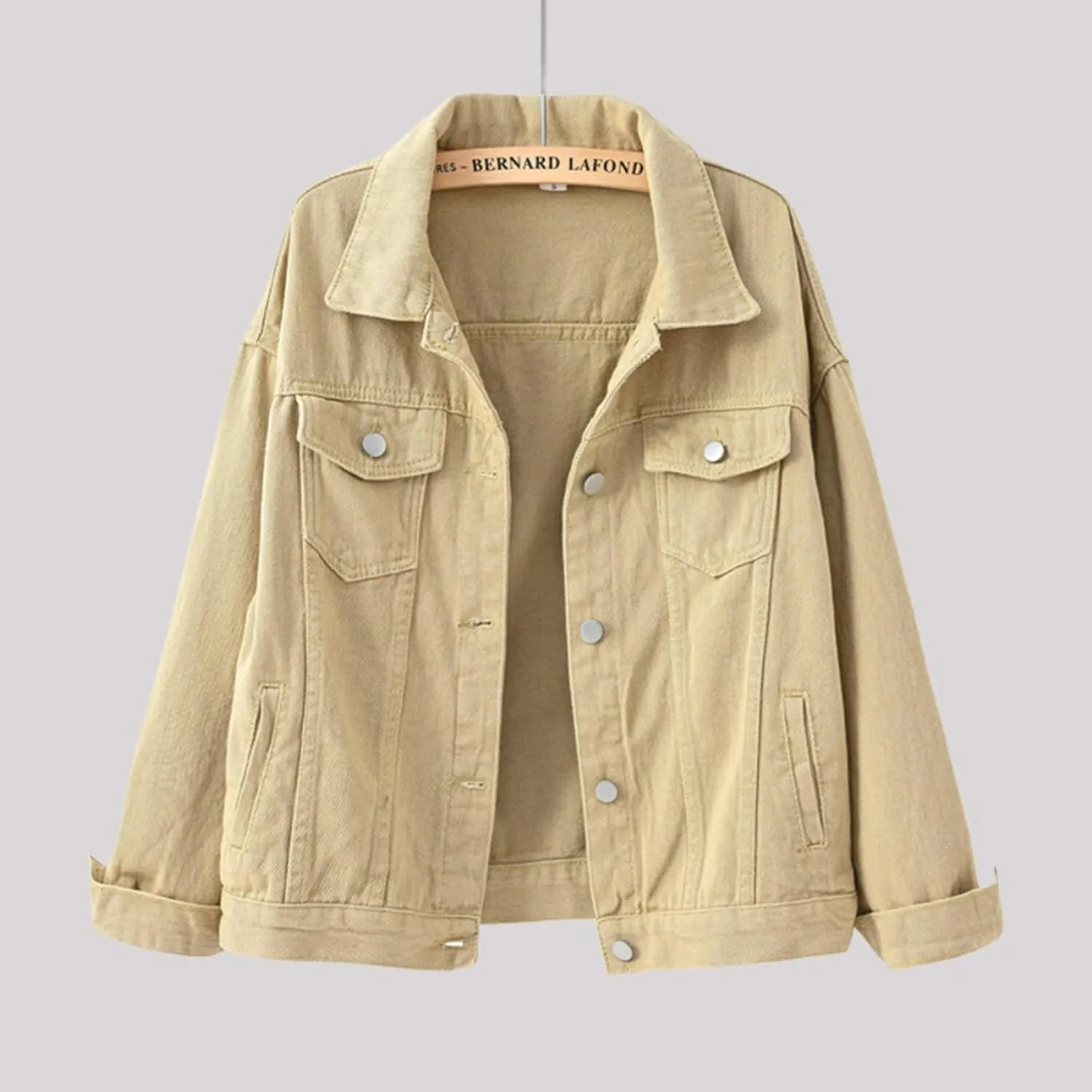 Women's Denim Jacket Button Down Fashion Casual Denim Jacket Stretchy Long Sleeve Jean Jackets with Pockets