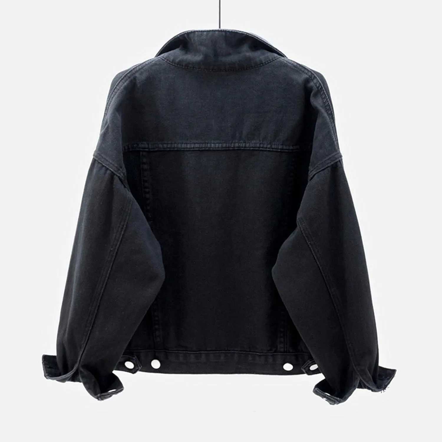 Women's Denim Jacket Button Down Fashion Casual Denim Jacket Stretchy Long Sleeve Jean Jackets with Pockets