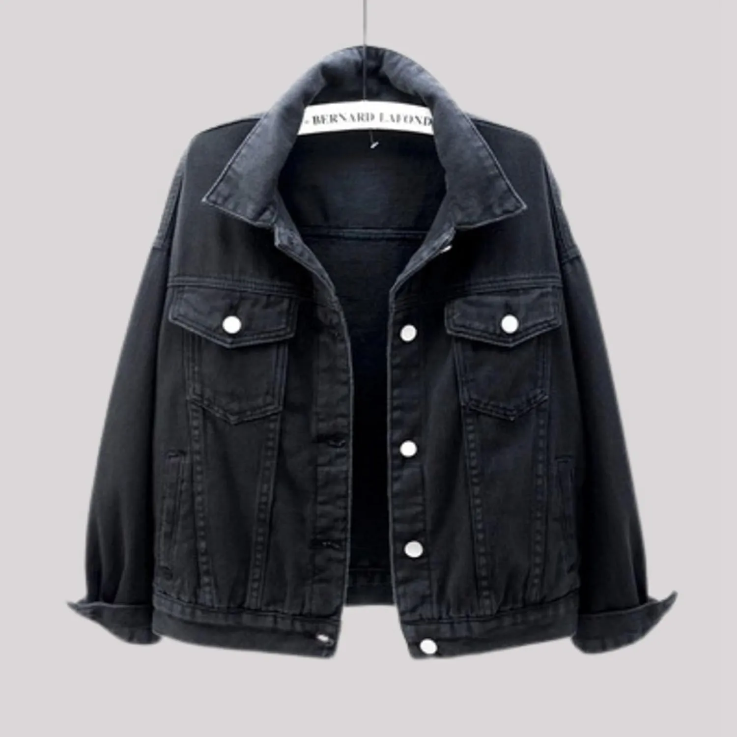 Women's Denim Jacket Button Down Fashion Casual Denim Jacket Stretchy Long Sleeve Jean Jackets with Pockets