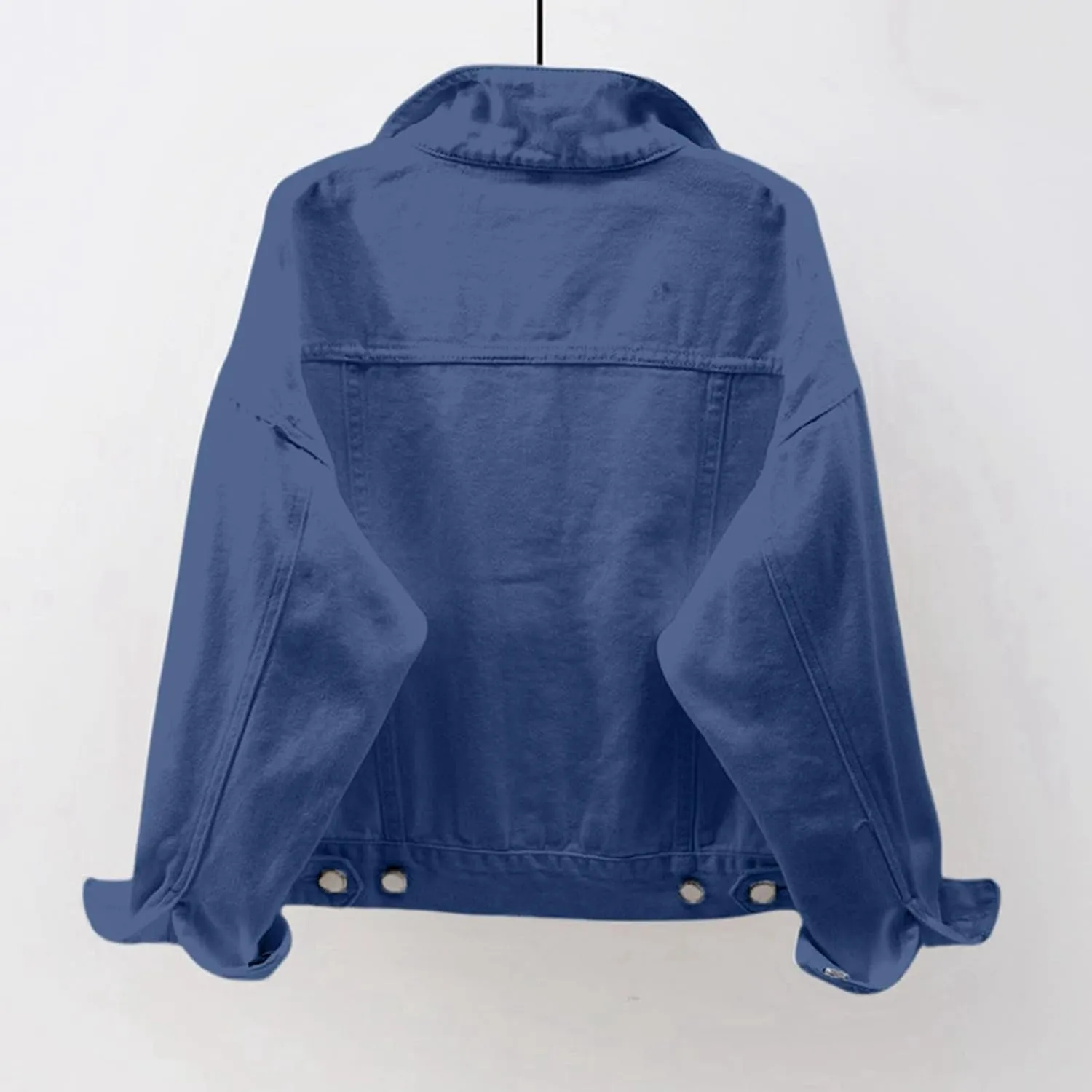 Women's Denim Jacket Button Down Fashion Casual Denim Jacket Stretchy Long Sleeve Jean Jackets with Pockets