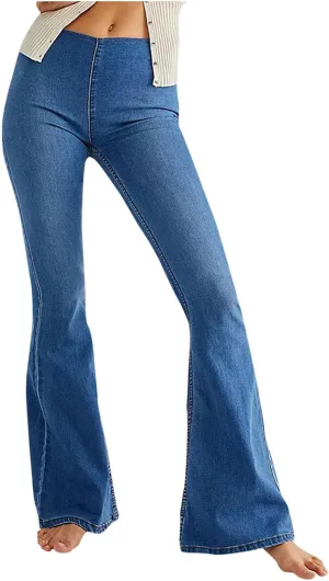 Womens Denim Jean Flared Stretch Bootcut Jeans Ladies Skinny Fit Jeans Flare Jean Pants Comfy Casual Cotton Trouser