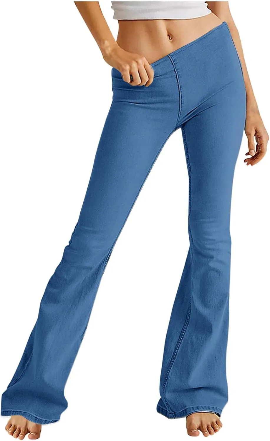 Womens Denim Jean Flared Stretch Bootcut Jeans Ladies Skinny Fit Jeans Flare Jean Pants Comfy Casual Cotton Trouser