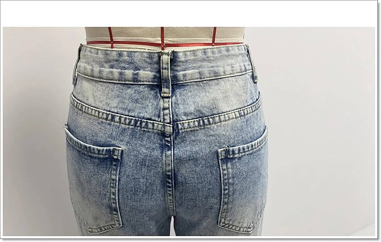 Women's Distressed Destroyed Flared Jeans Stretch Skinny Fit Denim Pants Cutout Ripped Slim Jeans