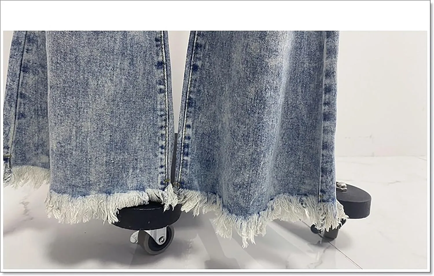 Women's Distressed Destroyed Flared Jeans Stretch Skinny Fit Denim Pants Cutout Ripped Slim Jeans