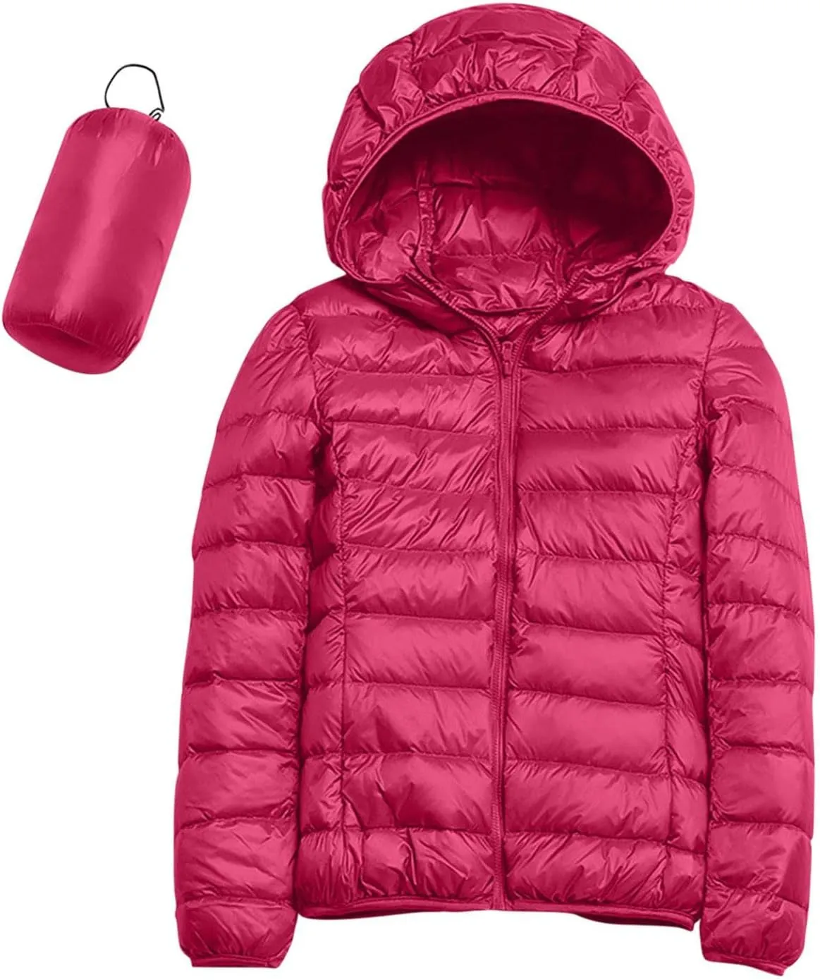 Women's Down Jacket Hooded Windproof Puffer Coat Packable Warm Winter Jacket Lightweight Ladies Parka Dowm Jacket Zipper