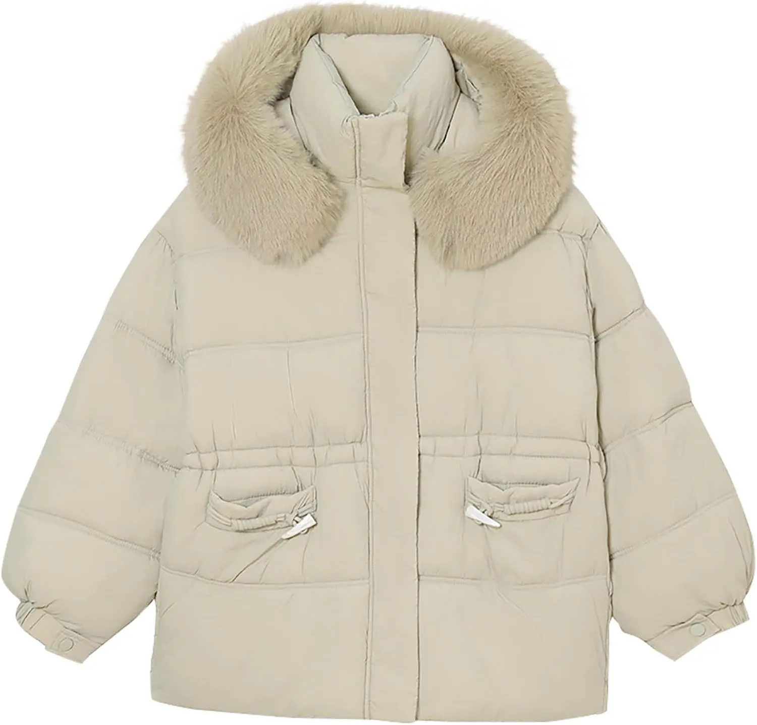 Women's Down Jacket Winter Long Puffer Parka Coat with Fur Hood Warmer Soft Comforable Jackets Solid Zipper Outwear