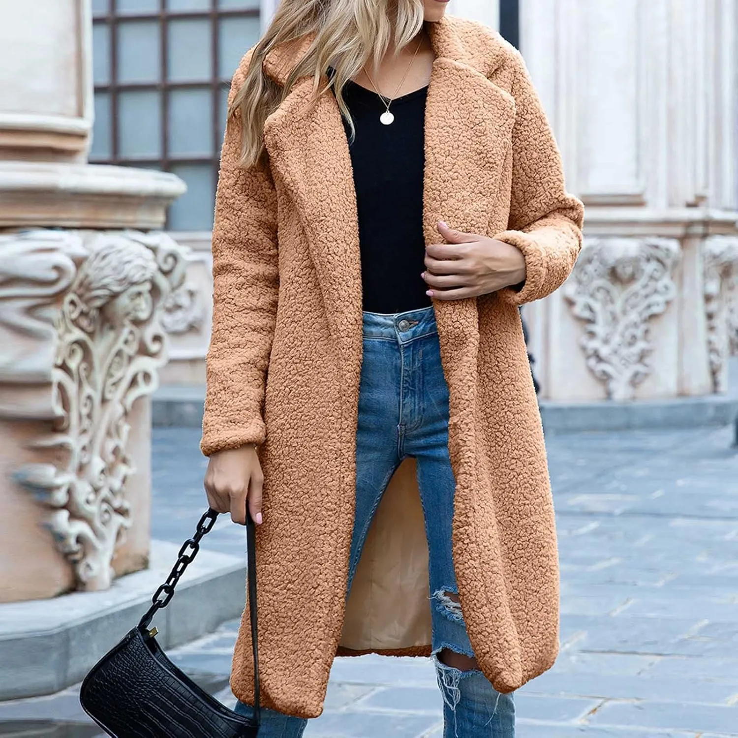 Womens Elegant Cardigan Double Breasted Wool Blend Jacket Winters Over Coats Warm Long Peacoat