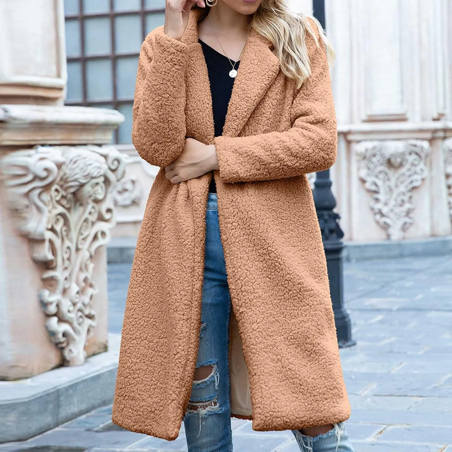 Womens Elegant Cardigan Double Breasted Wool Blend Jacket Winters Over Coats Warm Long Peacoat