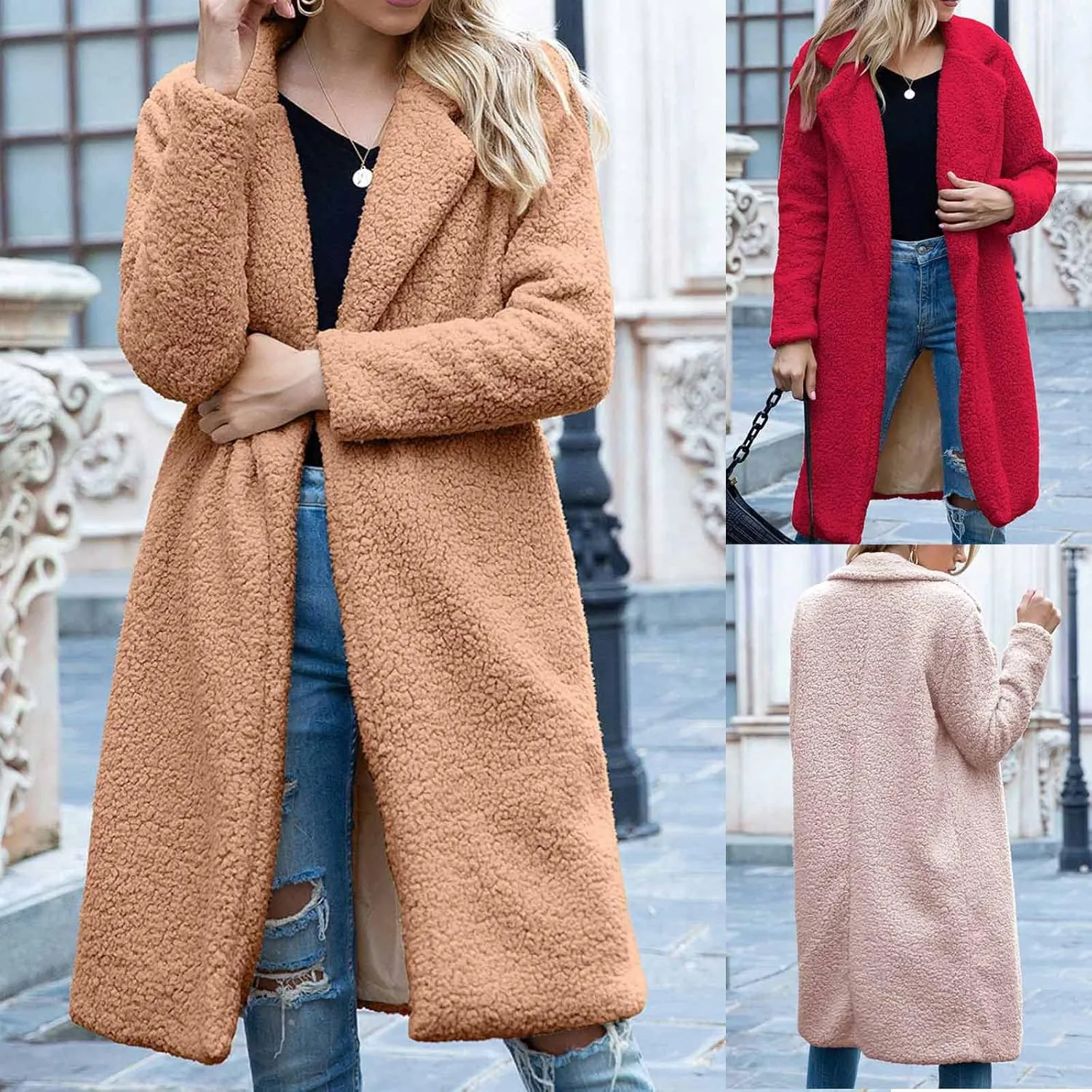 Womens Elegant Cardigan Double Breasted Wool Blend Jacket Winters Over Coats Warm Long Peacoat