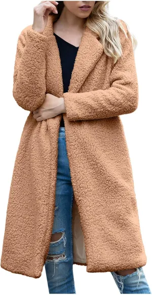 Womens Elegant Cardigan Double Breasted Wool Blend Jacket Winters Over Coats Warm Long Peacoat