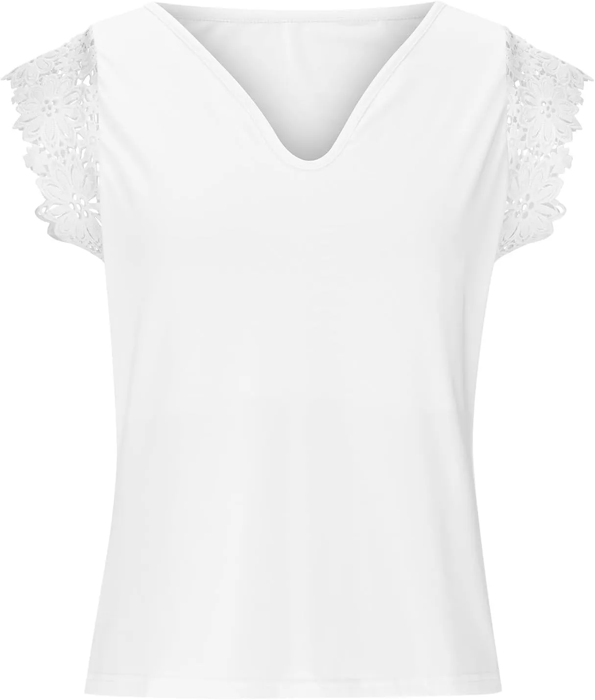 Women's Elegant V Neck Lace Patchwork Cap Sleeve Blouse Dressy Casual Slim Fit Basic Shirt Y2K Going Out Sleeveless Top
