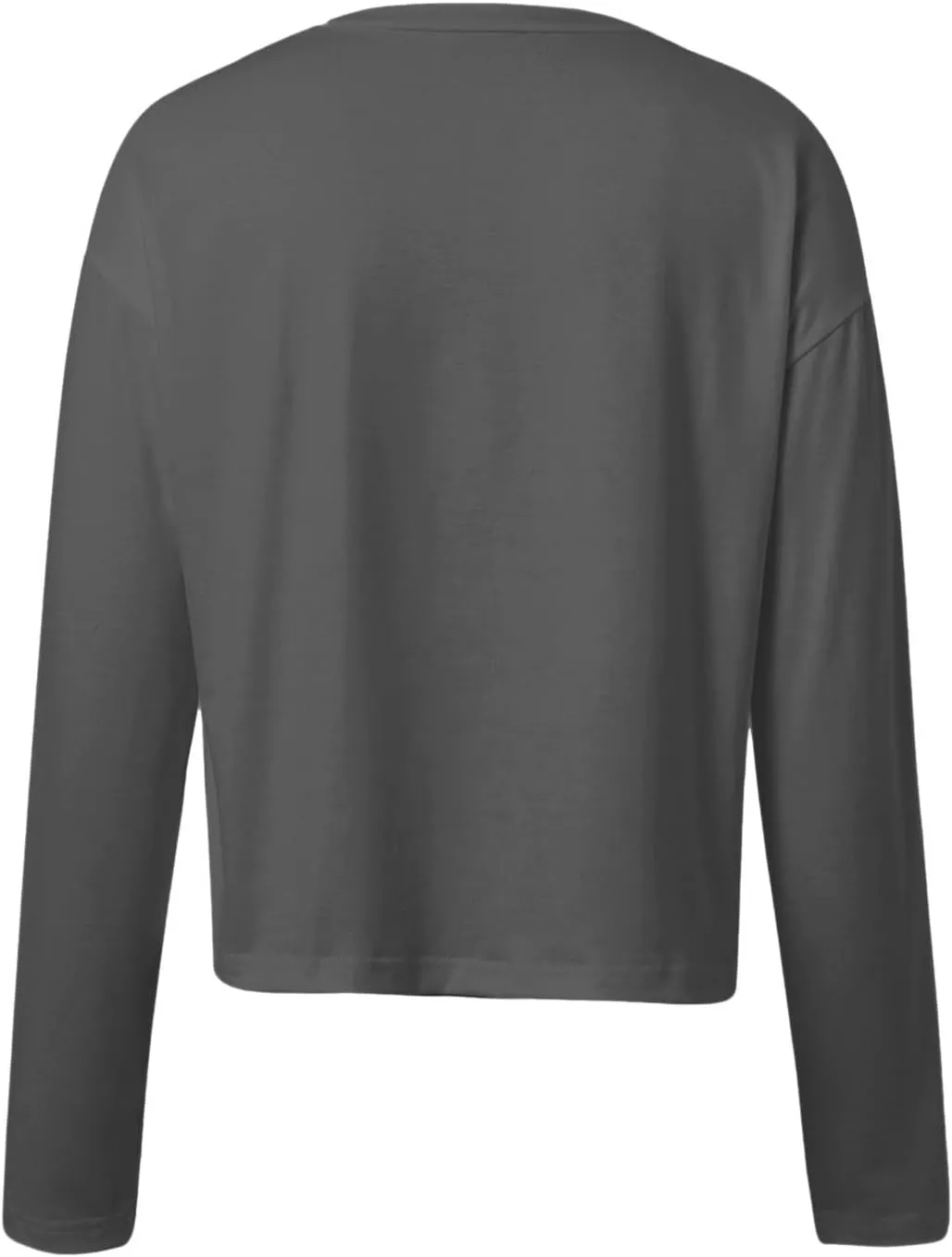 Womens Fashion Fall Long Sleeve Cropped T-Shirts Round Neck Drop Shoulder Crop Sweatshirts Solid Casual Crop Tops