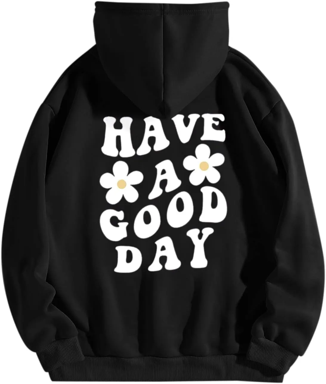 Women's Fashion Hoodies & Sweatshirts Have A Good Day Letter Print Pullover Tops with Pocket Drop Shoulder Causal Hoodies