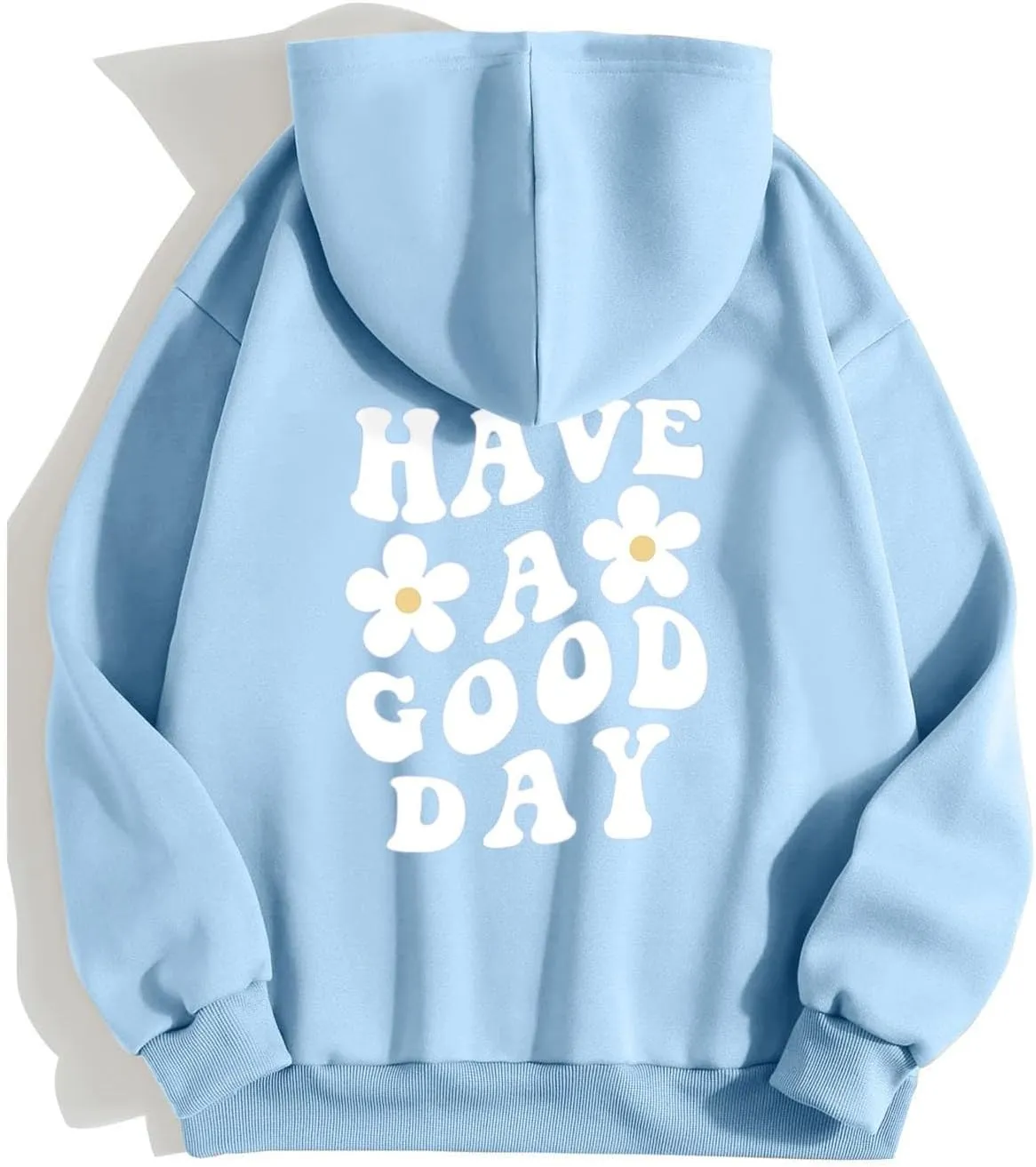 Women's Fashion Hoodies & Sweatshirts Have A Good Day Letter Print Pullover Tops with Pocket Drop Shoulder Causal Hoodies