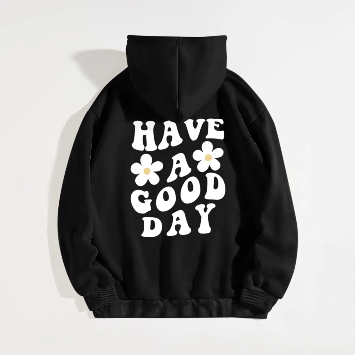 Women's Fashion Hoodies & Sweatshirts Have A Good Day Letter Print Pullover Tops with Pocket Drop Shoulder Causal Hoodies