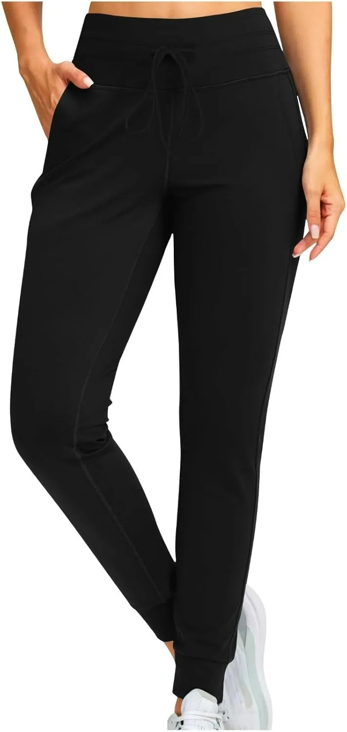 Womens Fleece Lined Athletic Joggers High Waisted Winter Warm Thermal Sweatpants Workout Lounge Pants Pockets